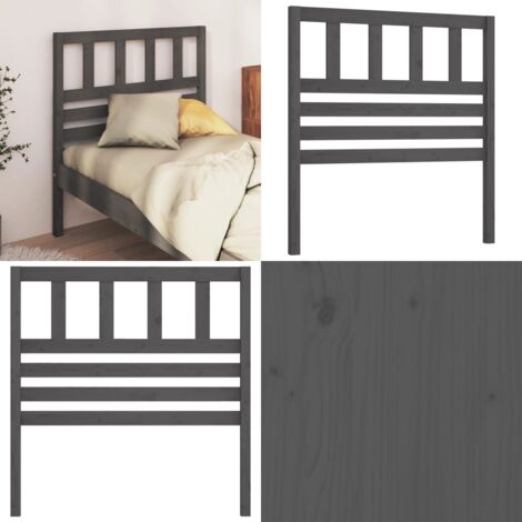 Cabecero de cama madera maciza de pino gris 96x4x100 cm - Madera de pino - Cabecero de cama gris