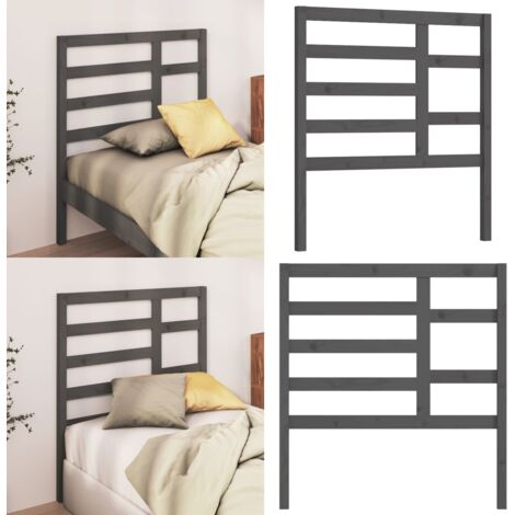 Cabecero de cama madera maciza de pino gris 96x4x104 cm - Madera de pino - Cabecero de cama gris