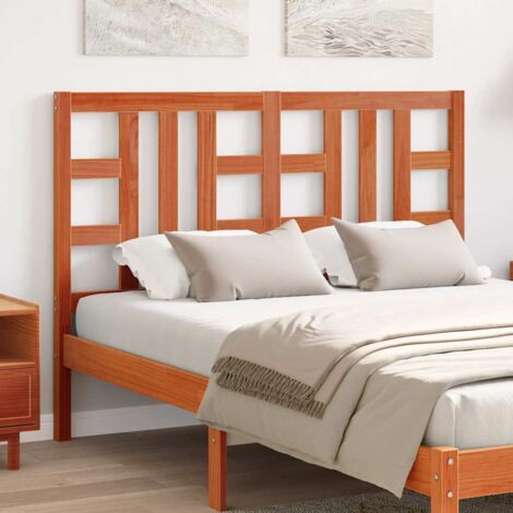 Cabecero de cama madera maciza de pino marrón cera 135 cm