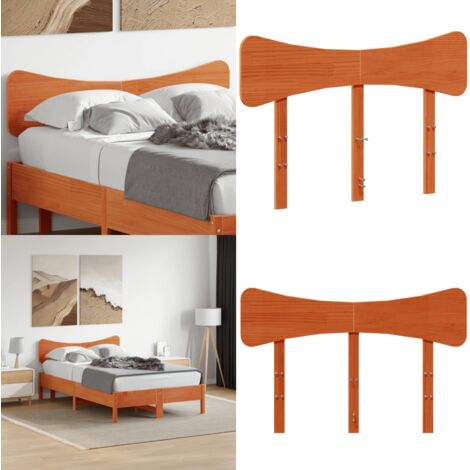Cabecero de cama madera maciza de pino marrón cera 135 cm - Madera maciza - Pino