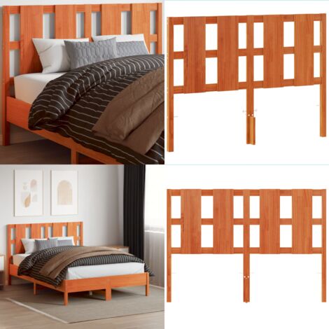 Cabecero de cama madera maciza de pino marrón cera 135 cm - Madera maciza - Pino