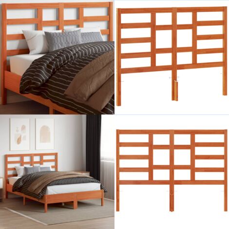 Cabecero de cama madera maciza de pino marrón cera 135 cm - Madera maciza - Pino
