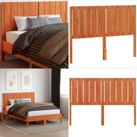 Cabecero de cama madera maciza de pino marrón cera 135 cm - Madera maciza - Pino