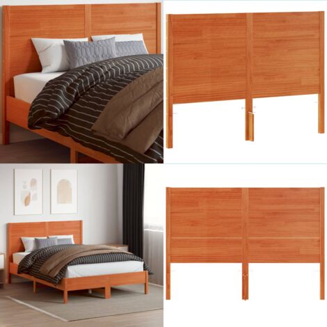 Cabecero de cama madera maciza de pino marrón cera 135 cm - Madera maciza - Pino