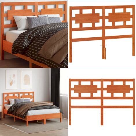 Cabecero de cama madera maciza de pino marrón cera 135 cm - Madera maciza - Pino