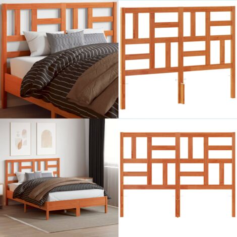 Cabecero de cama madera maciza de pino marrón cera 135 cm - Madera maciza - Pino