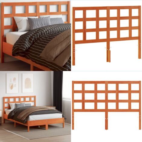 Cabecero de cama madera maciza de pino marrón cera 135 cm - Madera maciza - Pino