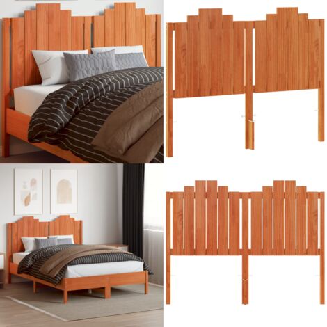 Cabecero de cama madera maciza de pino marrón cera 135 cm - Madera maciza - Pino