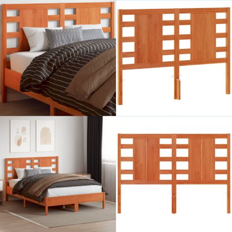 Cabecero de cama madera maciza de pino marrón cera 135 cm - Madera maciza - Pino