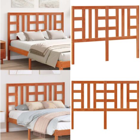 Cabecero de cama madera maciza de pino marrón cera 135 cm - Madera maciza - Pino