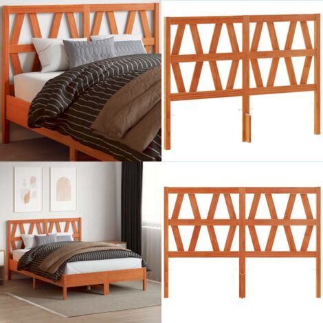 Cabecero de cama madera maciza de pino marrón cera 135 cm - Madera maciza - Pino