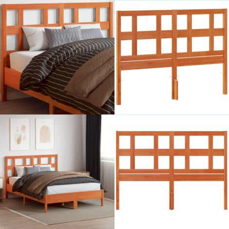 Cabecero de cama madera maciza de pino marrón cera 135 cm - Madera maciza - Pino