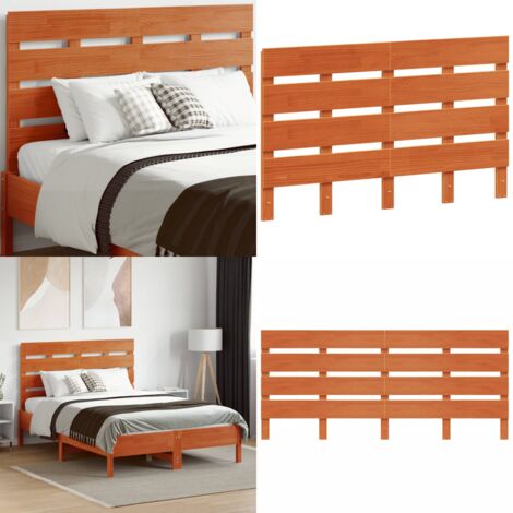 Cabecero de cama madera maciza de pino marrón cera 135 cm - Madera maciza - Pino