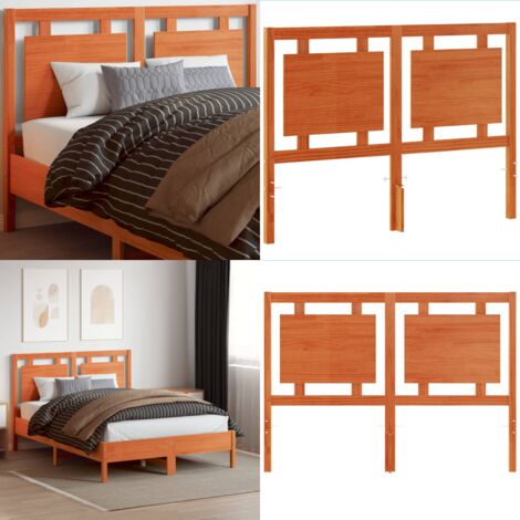 Cabecero de cama madera maciza de pino marrón cera 135 cm - Madera maciza - Pino
