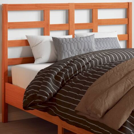Cabecero de cama madera maciza de pino marrón cera 135 cm vidaXL