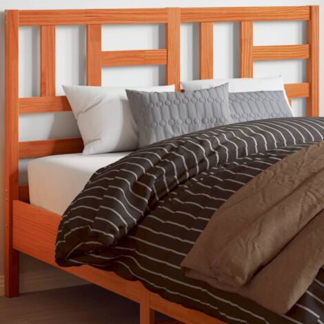 Cabecero de cama madera maciza de pino marrón cera 135 cm vidaXL