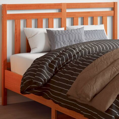 Cabecero de cama madera maciza de pino marrón cera 135 cm vidaXL