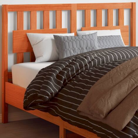 Cabecero de cama madera maciza de pino marrón cera 135 cm vidaXL