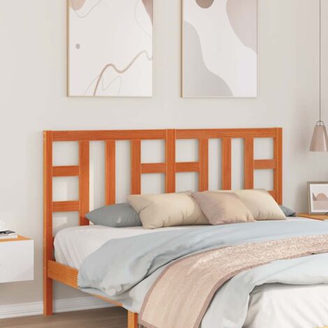 Cabecero de cama madera maciza de pino marrón cera 150 cm