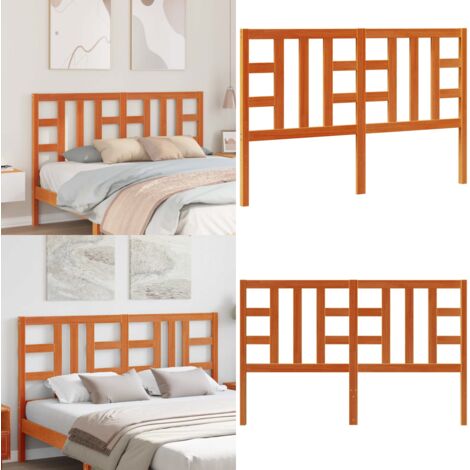 Cabecero de cama madera maciza de pino marrón cera 150 cm - Madera maciza - Pino