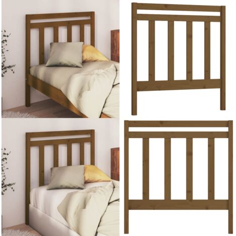 Cabecero de cama madera maciza de pino marrón miel 106x4x100 cm - Madera maciza - Pino