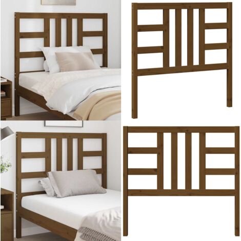 Cabecero de cama madera maciza de pino marrón miel 106x4x100 cm - Madera maciza - Pino