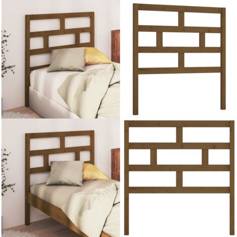 Cabecero de cama madera maciza de pino marrón miel 106x4x100 cm - Madera maciza - Pino