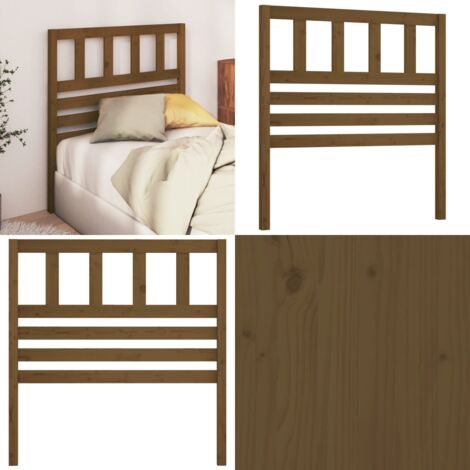 Cabecero de cama madera maciza de pino marrón miel 106x4x100 cm - Madera maciza - Pino