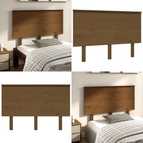 Cabecero de cama madera maciza de pino marrón miel 124x6x82,5cm - Madera maciza - Pino