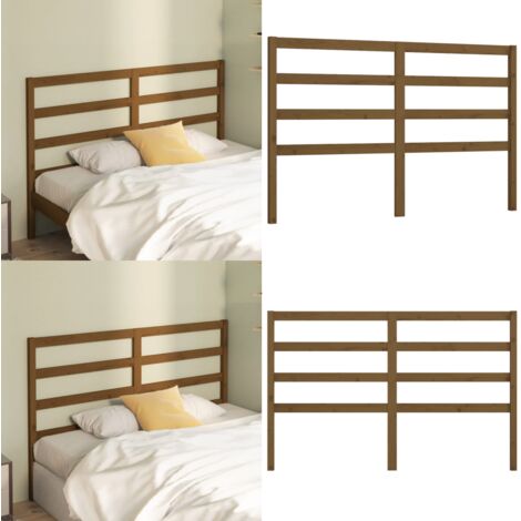 Cabecero de cama madera maciza de pino marrón miel 126x4x100 cm - Madera maciza - Pino