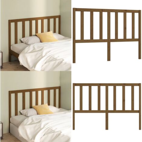 Cabecero de cama madera maciza de pino marrón miel 126x4x100 cm - Madera maciza - Pino