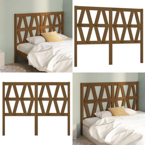 Cabecero de cama madera maciza de pino marrón miel 126x4x100 cm - Madera maciza - Pino