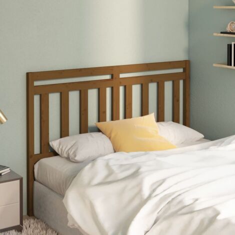 Cabecero de cama madera maciza de pino marrón miel 126x4x100 cm vidaXL