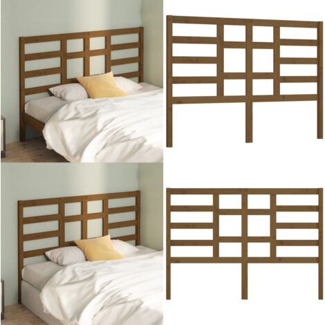 Cabecero de cama madera maciza de pino marrón miel 126x4x104 cm - Madera maciza - Pino