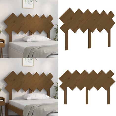Cabecero de cama madera maciza de pino marrón miel 132x3x81cm - Madera maciza - Pino