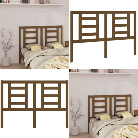 Cabecero de cama madera maciza de pino marrón miel 141x4x100 cm - Madera maciza - Pino