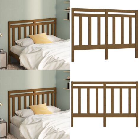 Cabecero de cama madera maciza de pino marrón miel 141x4x100 cm - Madera maciza - Pino