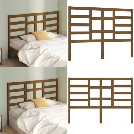 Cabecero de cama madera maciza de pino marrón miel 141x4x104 cm - Madera maciza - Pino
