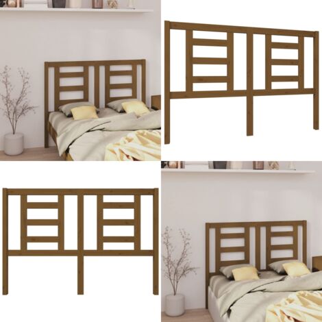 Cabecero de cama madera maciza de pino marrón miel 146x4x100 cm - Madera maciza - Pino