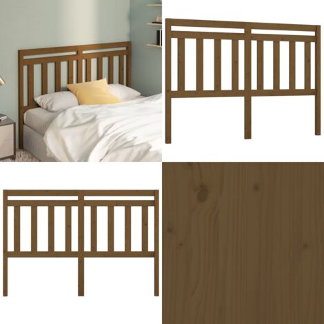 Cabecero de cama madera maciza de pino marrón miel 146x4x100 cm - Madera maciza - Pino