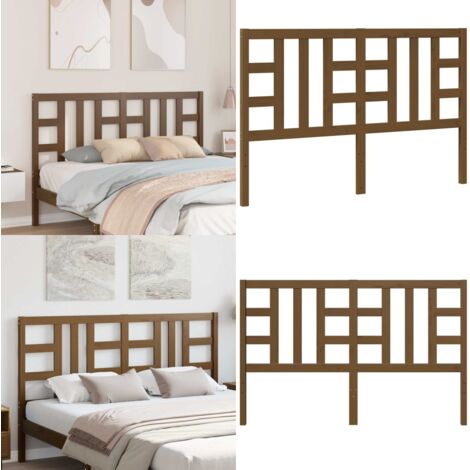 Cabecero de cama madera maciza de pino marrón miel 146x4x100 cm - Madera maciza - Pino