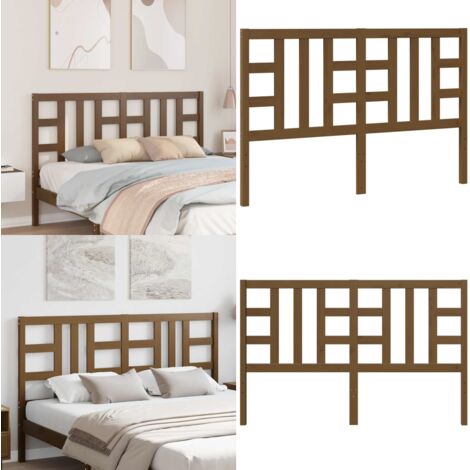 Cabecero de cama madera maciza de pino marrón miel 156x4x100 cm - Madera maciza - Pino