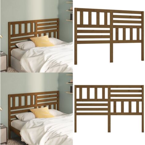 Cabecero de cama madera maciza de pino marrón miel 156x4x100 cm - Madera maciza - Pino
