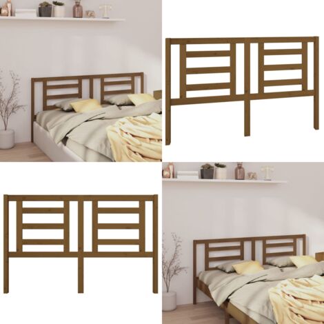 Cabecero de cama madera maciza de pino marrón miel 156x4x100 cm - Madera maciza - Pino