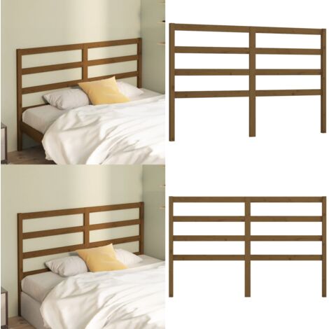 Cabecero de cama madera maciza de pino marrón miel 156x4x100 cm - Madera maciza - Pino