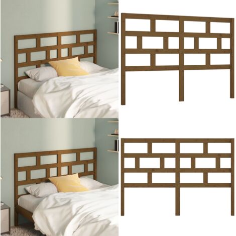 Cabecero de cama madera maciza de pino marrón miel 166x4x100 cm - Madera maciza - Pino