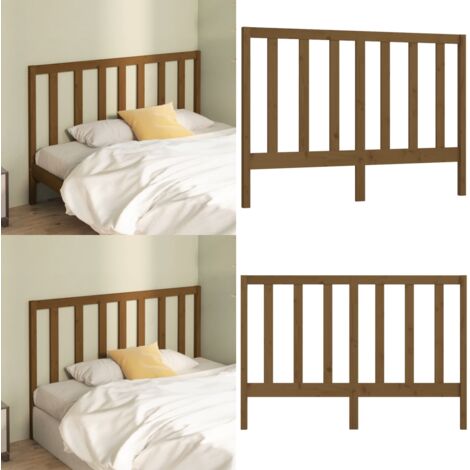 Cabecero de cama madera maciza de pino marrón miel 166x4x100 cm - Madera maciza - Pino