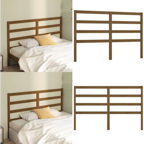 Cabecero de cama madera maciza de pino marrón miel 166x4x100 cm - Madera maciza - Pino