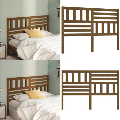 Cabecero de cama madera maciza de pino marrón miel 166x4x100 cm - Madera maciza - Pino