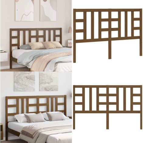 Cabecero de cama madera maciza de pino marrón miel 166x4x100 cm - Madera maciza - Pino